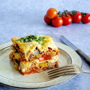 Vegane Lasagne mit Soja-Geschnetzeltem